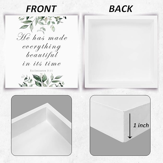 Christian Gifts - 'He has made everything beautiful in its time' Wooden Box Sign Decor for Thanksgiving, Christmas, Home Decor