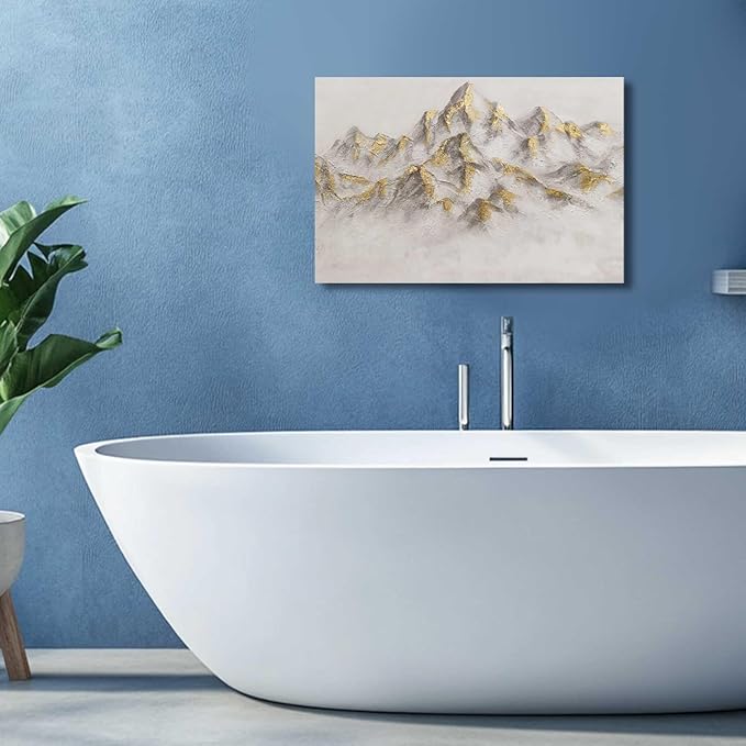 Nature Poster Prints Gold Art for Walls Mountain Picture Canvas 12"x16" Neutral Hanging Wall Art for Bedroom Office Kitchen