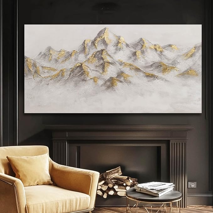 SDYA Grey and Gold Wall Decor Landscape Canvas Paintings 29"x58" Wall Decorations for Living Room Poster for Bedroom Contemporary Art
