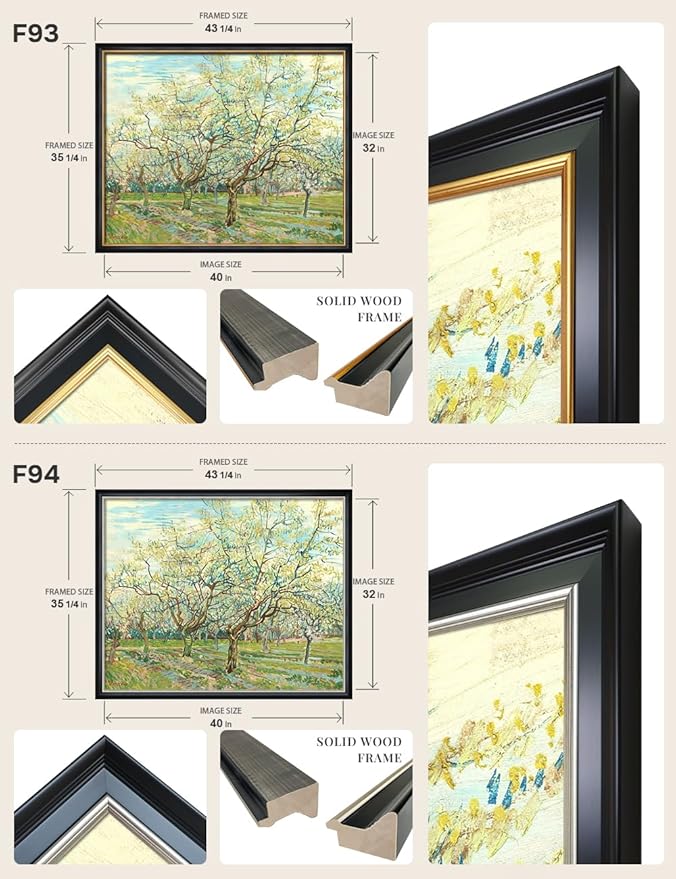 DECORARTS - The White Orchard by Vincent Van Gogh, Large Giclee Canvas Print with Solid Wood Frame, Oversized Wall Art Decor