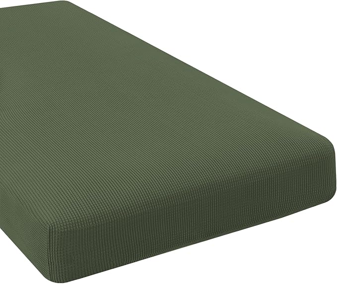 H.VERSAILTEX Super Stretch Individual Chaise Cover Sectional Couch Covers for L Shaped Sofa Both Left/Right Featuring Thick Jacquard Textured Twill Fabric (1 Piece Chaise Cover, Bronze Green)