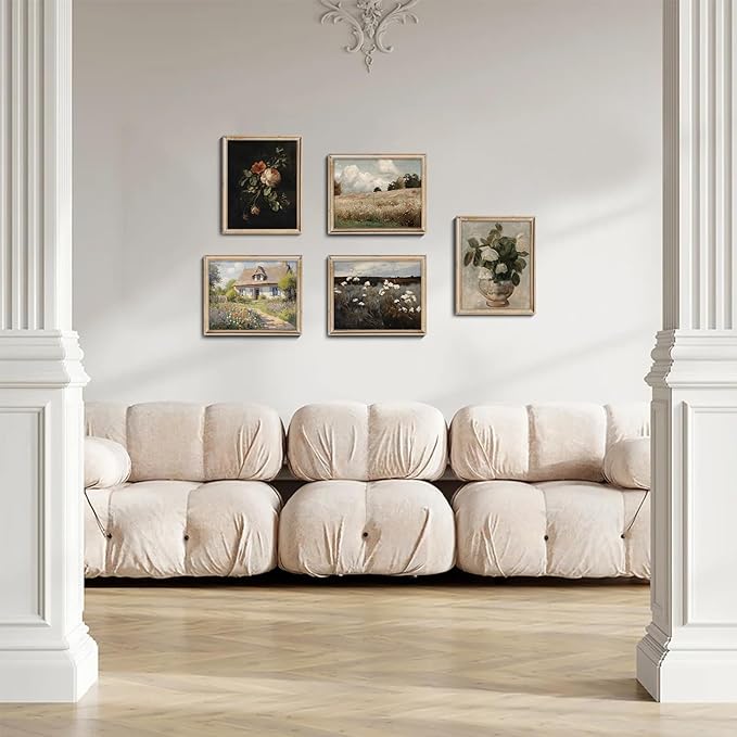 RETRART Vintage Cottage Wall Art, Summer Country Landscape Print - Farmhouse Art Poster - Cottage Oil Painting, 8" x 10" Unframed Canvas Prints for Bedroom Living Room Bathroom Wall Decor