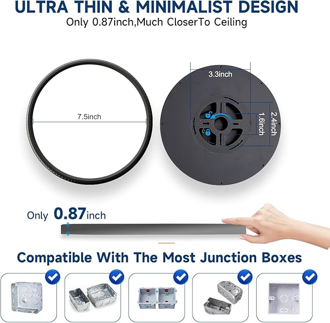 7.5Inch LED Ceiling Lights, 5 Colors Selectable (3000K/3500K/4500K/5000K/6000K) Flush Mount Ceiling Lights, Ultra Thin LED Ceiling Lights Fixtures 0.87Inch for Living Room