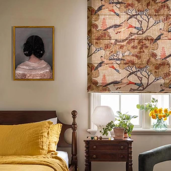 crmotu Vintage Framed Wall Art, Woman Back Portrait Canvas Painting, Elegant Lady Retro Artwork Prints, Classical Aesthetic Pictures Wall Decor Living Room Bedroom Bathroom Home Office 12x16in