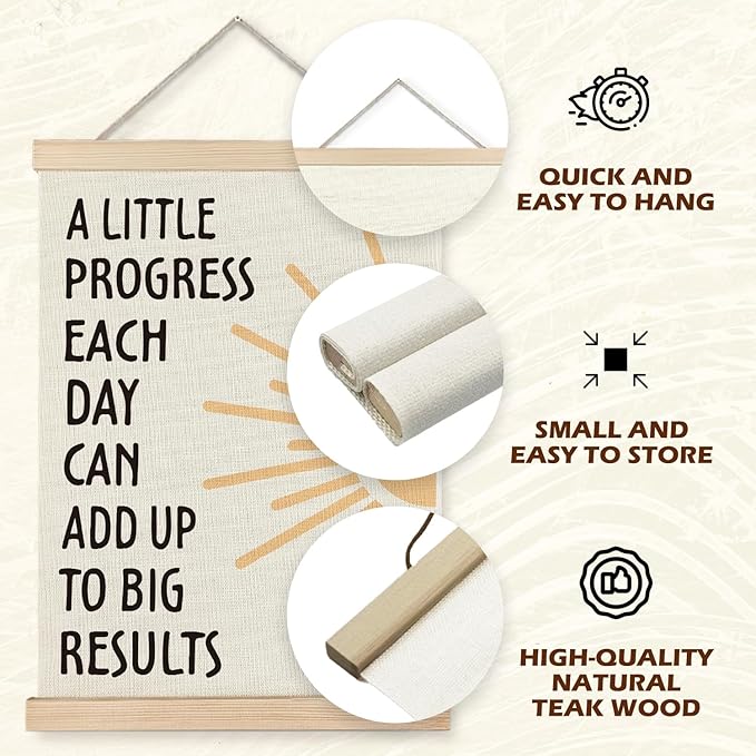 Supwhd Positive Affirmations Wall Decor, Inspirational Add Up to Big Results Wall Art Framed, Motivational Quotes Wall Art for Home Office Classroom, 16x24