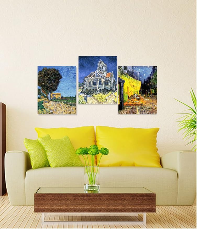 DECORARTS - Triptych (Van Gogh Famous Art Series), Vincent Classic Art Reproduction. Giclee Canvas Prints Wall Art for Home Decor 20x16, 3pcs/set