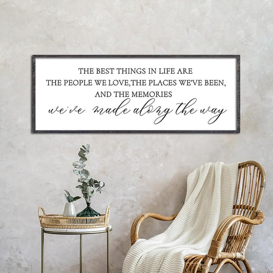 The Best Things in Life Wall Decor Sign 40 x 15 Inch Memories Inspirational Quotes Wood Framed Family Entryway Living Room Home Wall Art for Farmhouse Bedroom Room (Black)