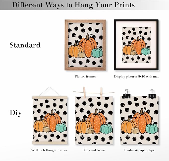 JXREQ Fall Decor Pumpkin Wall Art Decor, Rustic Farmhouse Truck Pumpkins Retro Fall Wall Decor Prints, Thankful Wall Decor for Harvest Thanksgiving Kitchen Bedroom Living Room, 8x10 Inch 4Pcs