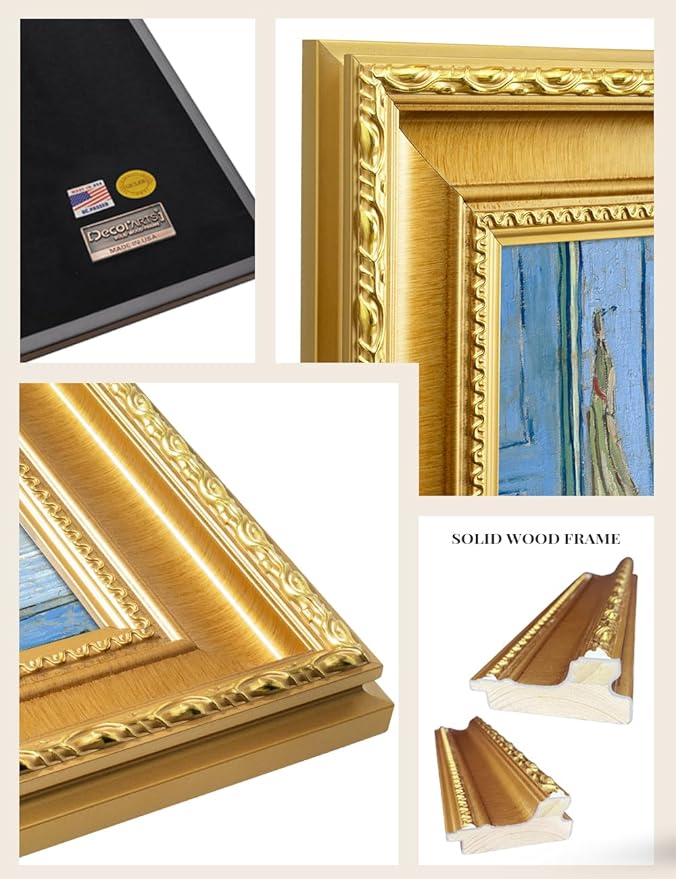 DECORARTS - Vincent van Gogh's Bedroom in Arles (Third Version). Museum-Quality Giclee Print on Cotton Canvas, Gold Solid Wood Frame, Framed Size: 34.75x28.75 in, Made in USA