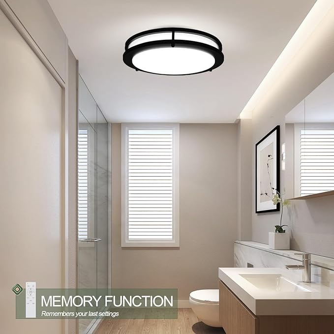 OOWOLF Dimmable LED Flush Mount Ceiling Light Fixture with Remote Control, 13-Inch 36W 2700K-6500K Light Color Adjustable, Super Bright 3600 Lumens Ceiling Lamp for Bathroom, Bedroom, Kitchen, Hallway