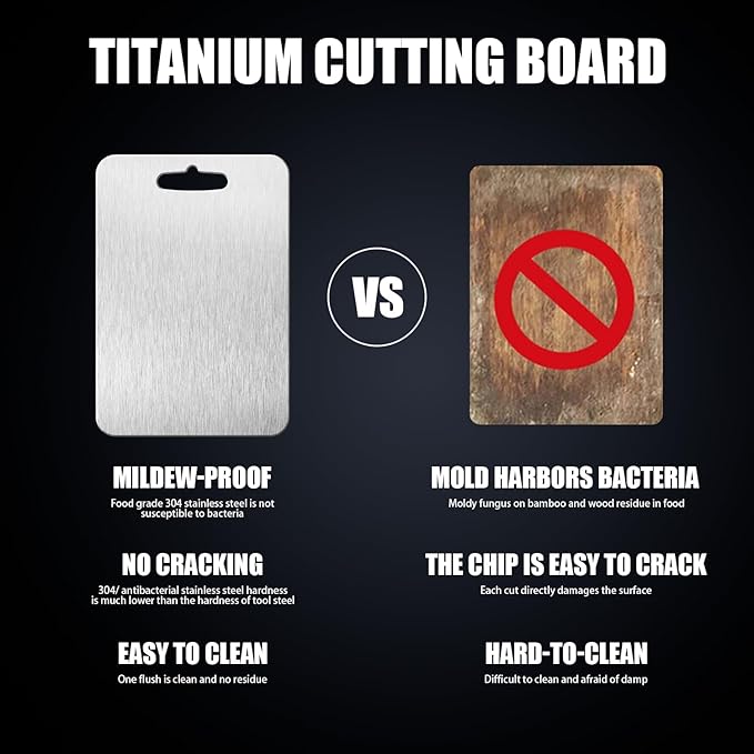 New Titanium Cutting Board - 100% Pure, Double-sided Food-grade Cutting Board For Meats, Fruits And Vegetables. (18X12in)