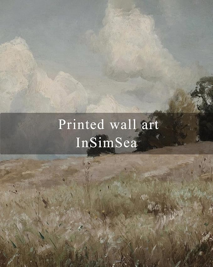 InSimSea Square Framed Canvas Wall Art, Scenery Field Landscape Vast Grassland Farmhouse Wall Art Decor, Classical Nature Painting for Living Room Bedroom Office Home Decor 10"x10"