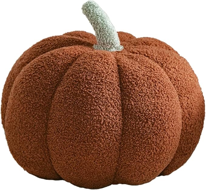 3D Simulated Pumpkin Pillow Plush Pillow Sofa Cushion (13inch, Brown)