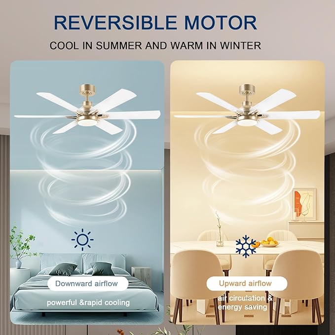 52in Ceiling Fans with Lights RGB Ceiling Fan with Light and Remote/APP Control,Low Profile Ceiling Fans with Lights for Bedroom,Living Room,Kids Room,3CCT Dimmable Modern Ceiling Fan, 8 Speeds,White