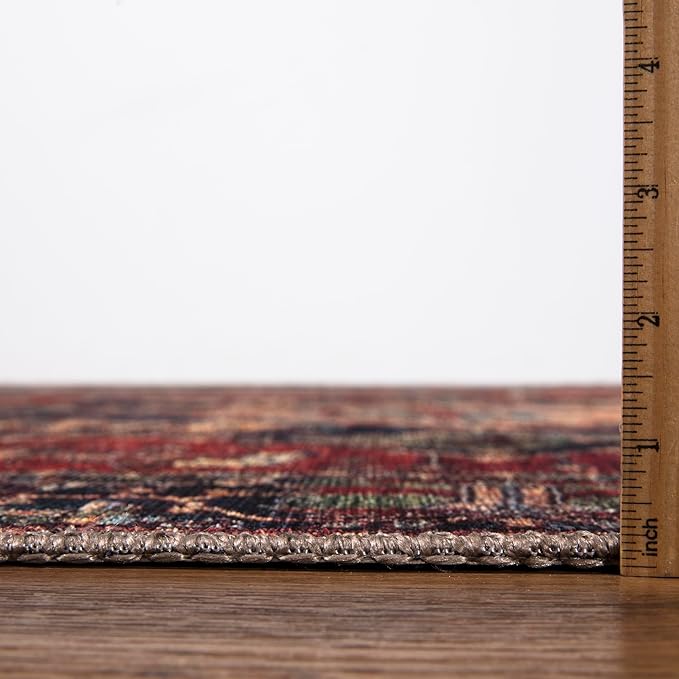 Keen Home Design 2x12 Rug - Machine Washable Runner Rug with Non-Slip Backing, Ideal for Hallway, Entryway, Kitchen, Laundry Room - Vintage, Easy Clean, Durable, Low Pile - (2'6" x 12')