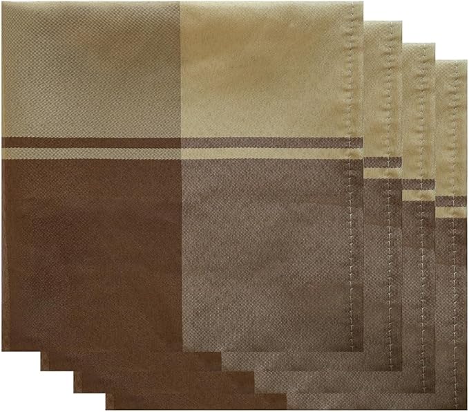 SASTYBALE Checkered Style Cloth Napkins 20 x 20 Inch 4 Pieces Washable Comfortable for Restaurant Family Dinners Weddings Parties and Banquets(Square, 20" x 20", Taupe)