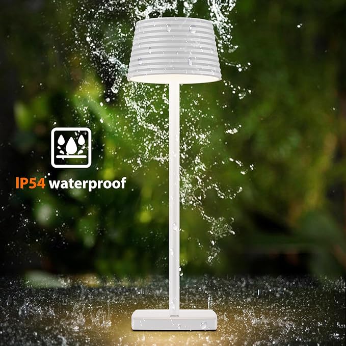 LED 2Pack Cordless Table Lamps Rechargeable,Battery 6000mAh LED Portable Lights for Outdoor/Patio/Restaurant/Indoor Desk Lamp - IP54 Waterproof 3 Colors Stepless Dimming (2pack White)