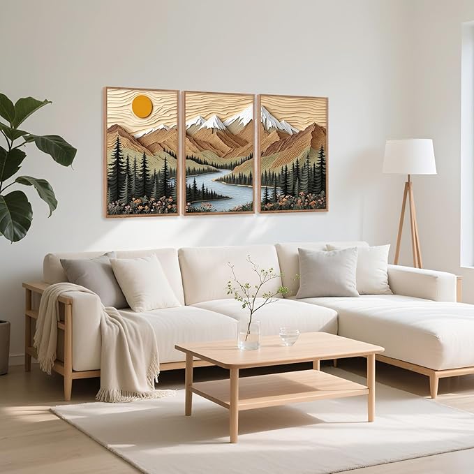 CHDITB Mountain Frame Canvas Wall Art, Nature themed office Wall Decor, country Scenic Art Spiritual Wall Painting, Vintage national park Mountains forest Art Prints for Living Room, Bedroom 16"x24"x3