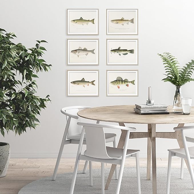 Fish Wall Art Prints (Set of 6) - Unframed - 11x14s | Vibrant and Captivating Oceanic Decor | Coastal-themed Wall Decor | Living Room Decor | Farmhouse Decor | Bathroom Wall Decor | Home Decor
