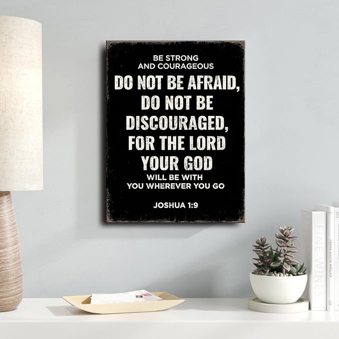 Be Strong and Courageous Joshua 1:9 Bible Verse Canvas Wall Art - Christian Scripture Inspirational Wall Decor for Prayer Room, Faith-Based Home Decor, Religious Gift for Women, Motivational Spiritual Living Room,bedroom Art. A-387
