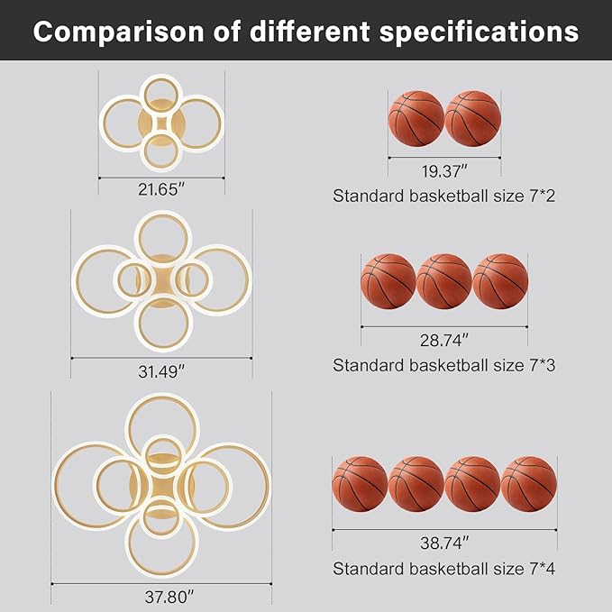 Modern LED Ceiling Light, Gold 6 Rings Flush Mount Ceiling Light, 4000K Lighting Fixture Ceiling Lamp for Kitchen, Bedroom, Living Room, Laundry Room