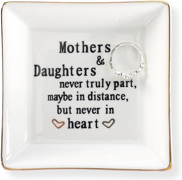 HOME SMILE Ceramic Ring Dish Jewelry Tray for Mom Sister Friends