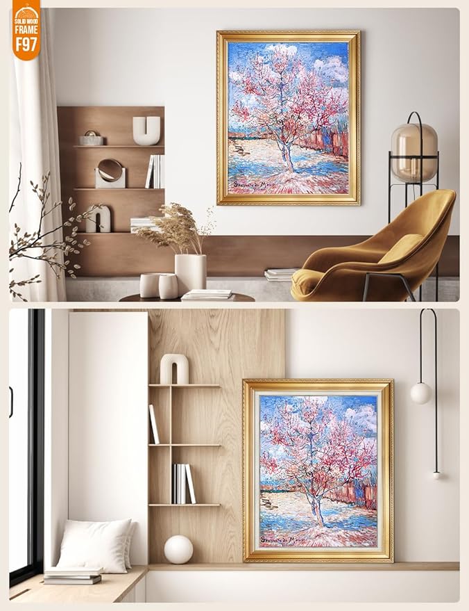 DECORARTS - Reminiscence of Mauve, Vincent Van Gogh Art Reproduction. Acid Free Cotton Canvas Giclee Print w/Bronze Frame&Mat for Wall Decor.