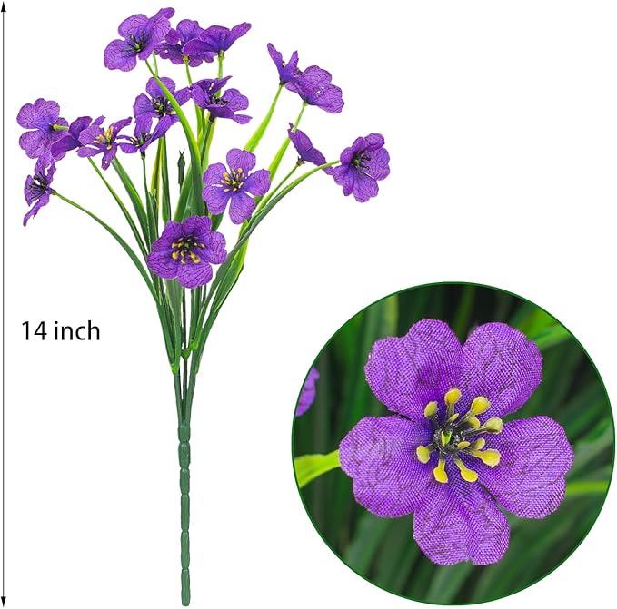 21 Bundles Outdoor Artificial Flowers UV Resistant Fake Silk Flowers No Fade Faux Plastic Plants Garden Porch Window Box Decoration(Purple)