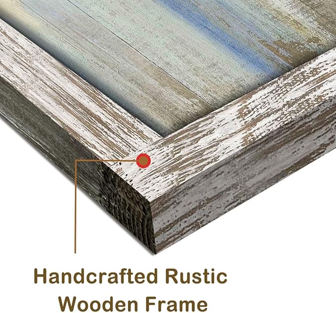 Coastal Beach Framed Birds Abstract Paintings Wooden Prints Wall Art for Bedroom Wall Decor Artworks Pictures Wall Decorations for Living Room Office(40"*20")