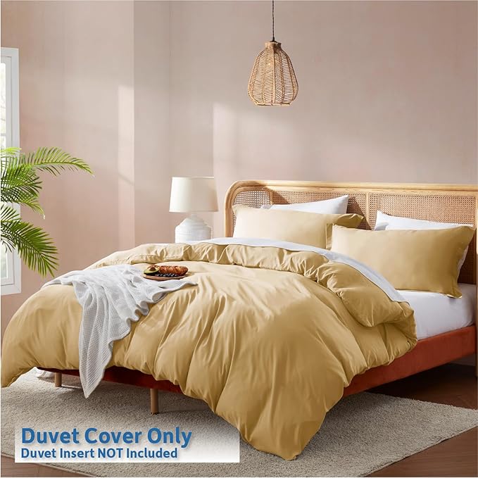 Nestl Twin Duvet Cover Set - Soft Double Brushed Camel Gold Duvet Cover Twin XL, 2 Piece, with Button Closure, 1 Duvet Cover 68x90 inches and 1 Pillow Sham