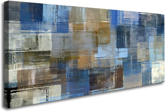 DZL Art A74862 Large Abstract Wall Art Grey and Blue Canvas Prints Painting Framed wall art Canvas Wall Art for living Room Bedroom and Office Home Decor Artwork