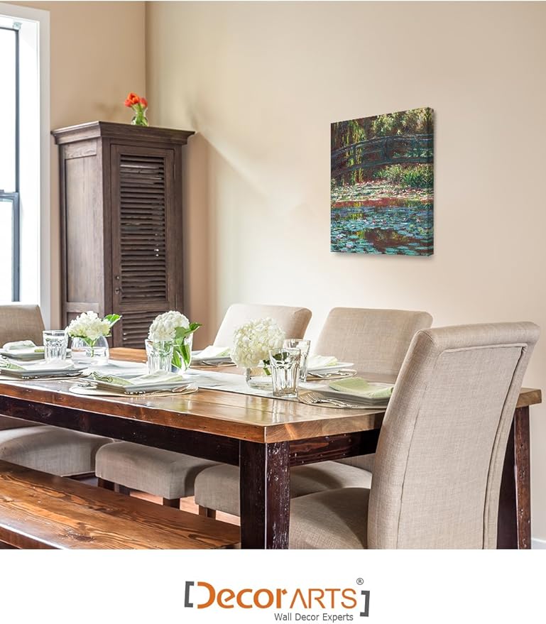 DECORARTS - Water Lily Pond 1900, Claude Monet Art Reproduction. Giclee Canvas Prints Wall Art for Home Decor 20x16