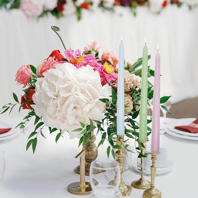 6Pcs Pastel Taper Candles,10 Inch Pastel Candle Sticks, Dripless Unscented Colored Candlesticks,Colorful Candle Set for Birthday,Wedding,Garden Party Decor,Home Dining Table,Elegant French