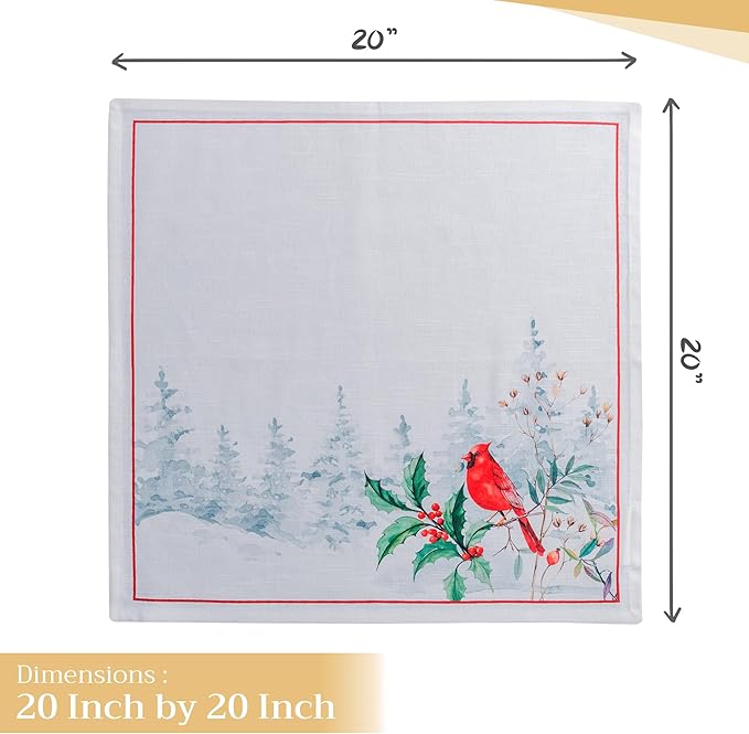 Maison d' Hermine Cloth Napkins Set of 4 100% Cotton Everyday Reusable Square Napkins Cloth Washable, Dinner, Party, Wedding, Restaurant (Morzine, 20" x 20")