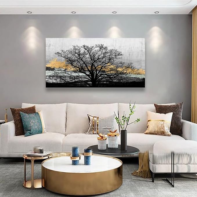 Abstract Canvas Wall art for Living Room Tree of Life Black and White Wall Art Bedroom Office Large Wall Art Kitchen Pictures Modern Wall Decor Mural AbstractPaintings Artwork 20 * 40inch