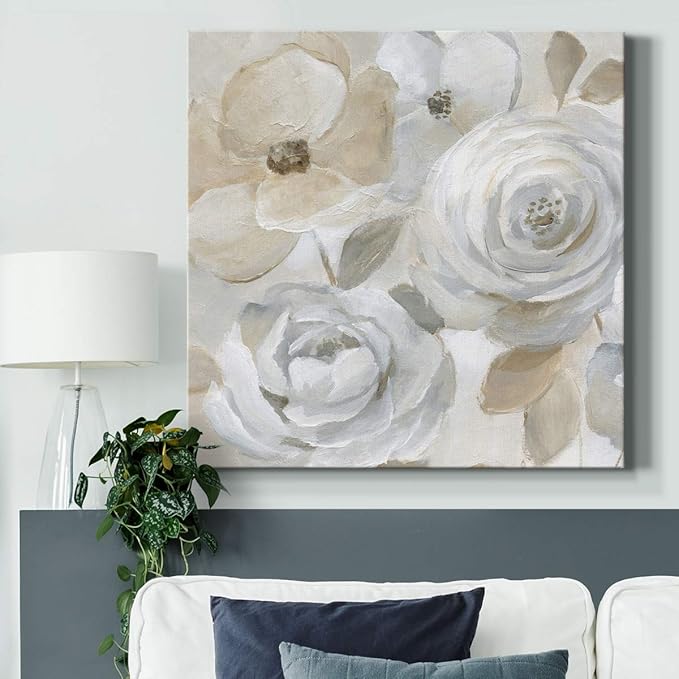 Wexford Home Premium Gallery Wrapped Canvas Flower Multicolor Wall Art Abstract Floral Romance Modern Pictures Print for Home Office Ready to Hang Soft Symphony 24x24