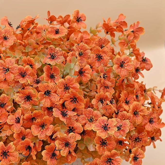 Artificial Fall Flowers for Outdoor Indoor Garden Home Decoration, 12 Bundles Faux Flower Daisy with Eucalyptus UV Resistant for Front Door Porch Patio Yard Balcony Autumn Decor