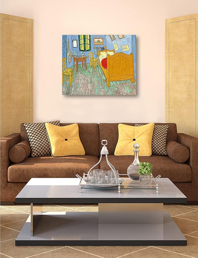 DECORARTS - Bedroom in Arles (Third version), Vincent Van Gogh Art Reproduction. Giclee Canvas Prints Wall Art for Home Decor 30x24