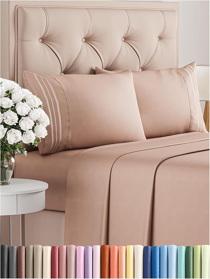Queen Size 4 Piece Sheet Set - Comfy Breathable & Cooling Bed Sheets Set - Hotel Luxury Bedding for Women, Men, Kids, Teens, Boys & Girls - Deep Pockets, Ultra-Soft, Wrinkle Free - Oeko-Tex - Mauve