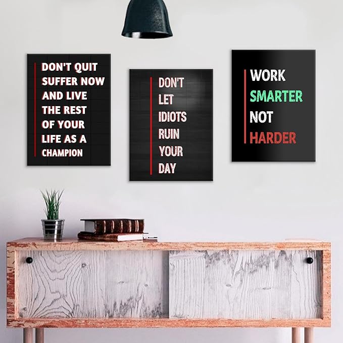 Motivational Canvas Wall Art Home Decor 3 Pieces Inspirational Entrepreneur Saying Poster Print Inspiring Picture Painting Artwork for Bedroom Bathroom Wall Decoration Ready to Hang [36''W x 16''H]