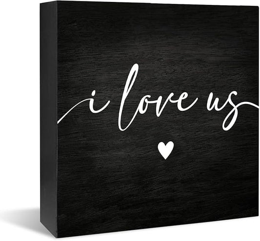 Inspiration Bedroom Decor Wooden Box Sign, Home Decor I Love Us wedding gifts for couples 2024 Bedroom DecorLove Signs, Family Room Decor, 5x5 Inch, black