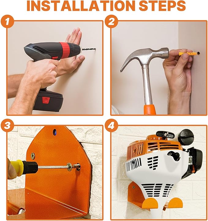 Garage Organizer Wall Hanger - Garden Tool Rack for Grass Trimmer, Hedge Trimmer, Garage Tools, 1 Pack