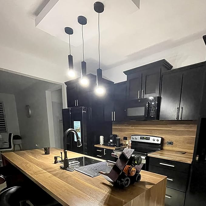 OKELI Pendant Lights, Modern Black Pendant Lights Fixture,3-CCT Unique Adjustable Focus LED Pendant Lighting for Kitchen Island,20W,2700/4000k/6000K, ETL(3Pack)