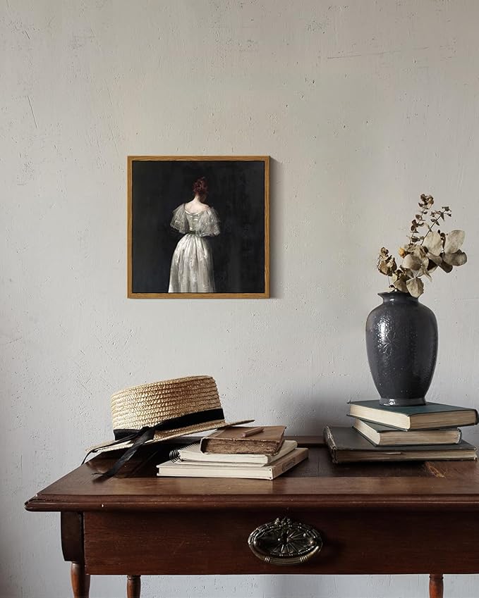 InSimSea Square Framed Canvas Wall Art, Seventeenth Century Lady Portrait Paintings, Classical Women Wall Pictures for Bedroom Bathroom, Canvas Prints Artwork, Vintage Home Decor 9"x9"