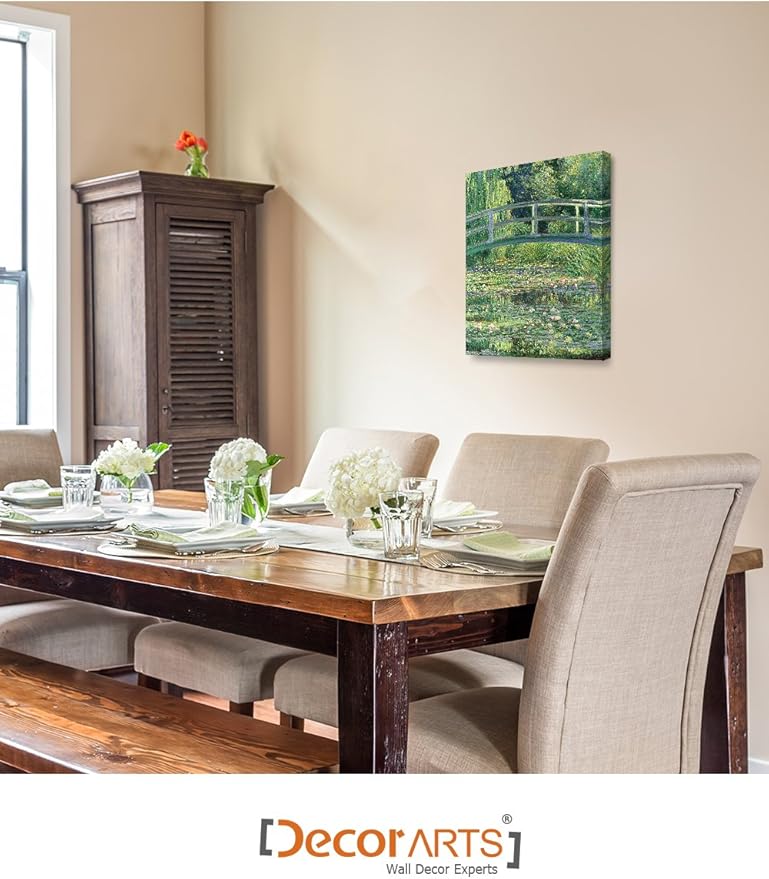 DECORARTS - The Japanese Bridge (The Water-Lily Pond), Claude Monet Art Reproduction. Giclee Canvas Prints Wall Art for Home Decor 16x20