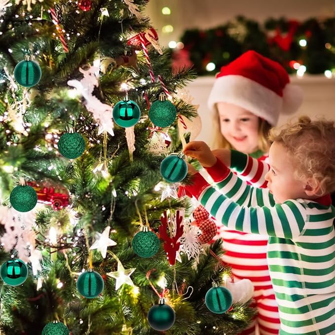 30PCS 2" Christmas Ball Ornaments Shatterproof Dark Green Christmas Tree Decorations Xmas Tree Balls Halloween Ornaments Décor