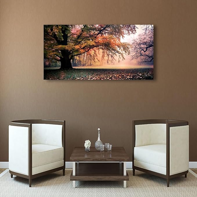 Tree of Life Wall Art Canvas Prints Natural Landscape Picture Home Decor Colorful Forest Paintings for Living Room Bedroom Bathroom Kitchen Decorations 28x57 Wooden Framed Artwork Easy Hanging