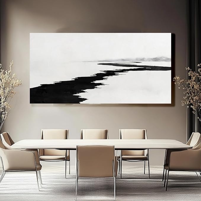 SDYA Black and White Pictures for Wall Decor Minimalist Canvas Painting 48x24 Hanging Decor for Bedroom Large Wall Art for Office