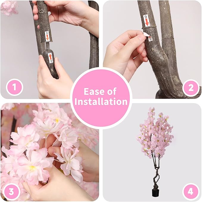 Artificial Pink Cherry Blossom Tree 7ft(84in) Faux Japanese Sakura Indoor Decoration Natural Fake Cherry Floral Tree for Home Realistic Silk Pink Flowers in Pot for Living Room,Office,Outdoor Decor