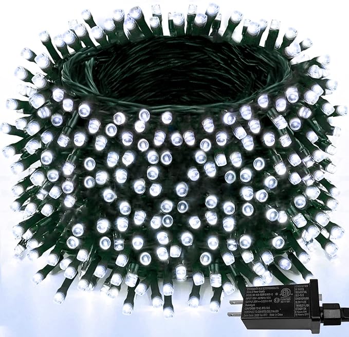 Upgraded Super Long 264FT 800 LED Christmas String Lights Outdoor & Indoor, Memory Function & Timer & 8 Modes, Green Wire Waterproof String Lights for Xmas Tree Holiday Party Garden Decor (Cool White)